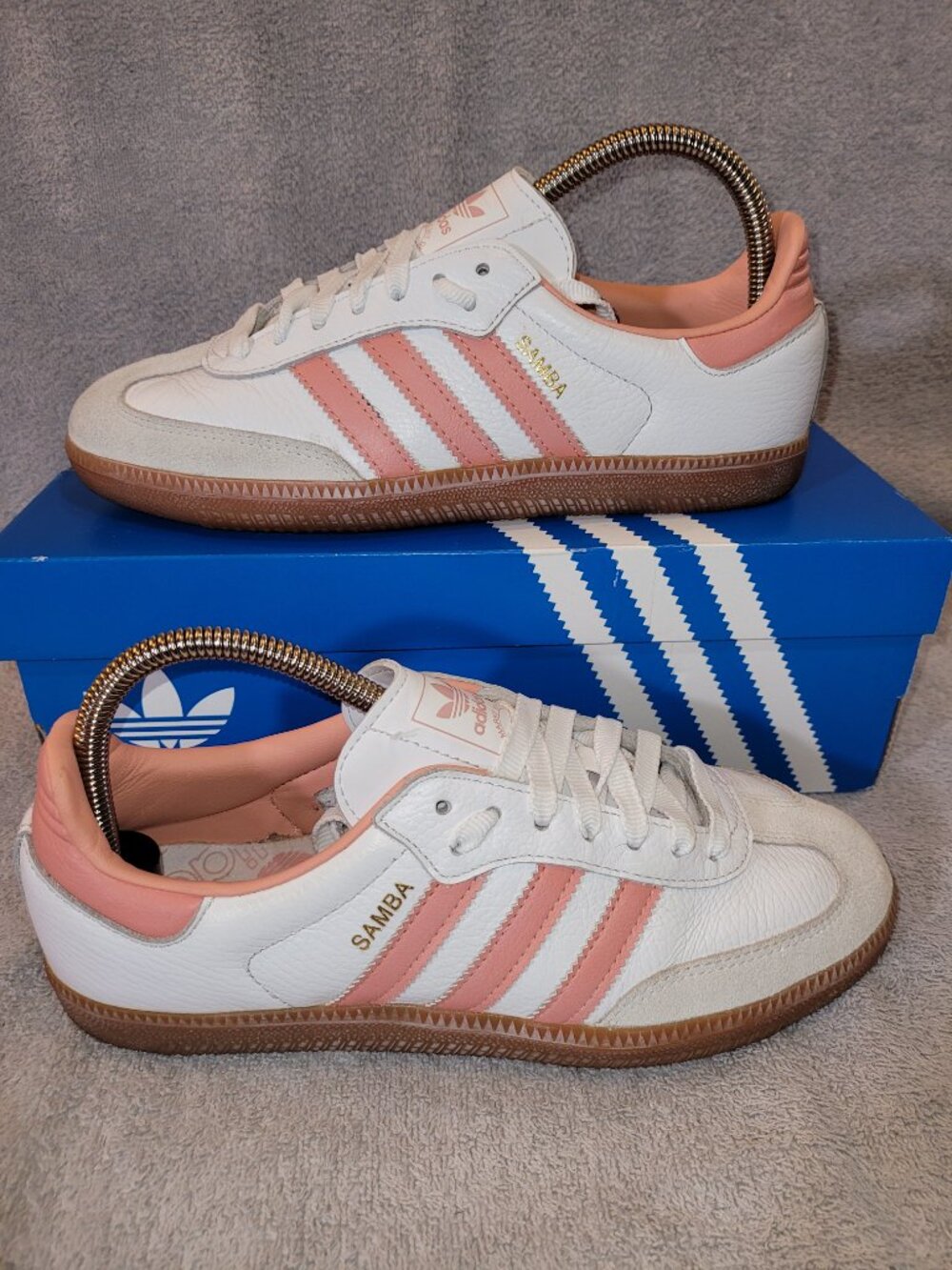 Adidas Samba OG Women's Size 7.5 White Wonder Clay Tan Sneakers IG5932 (#1813)